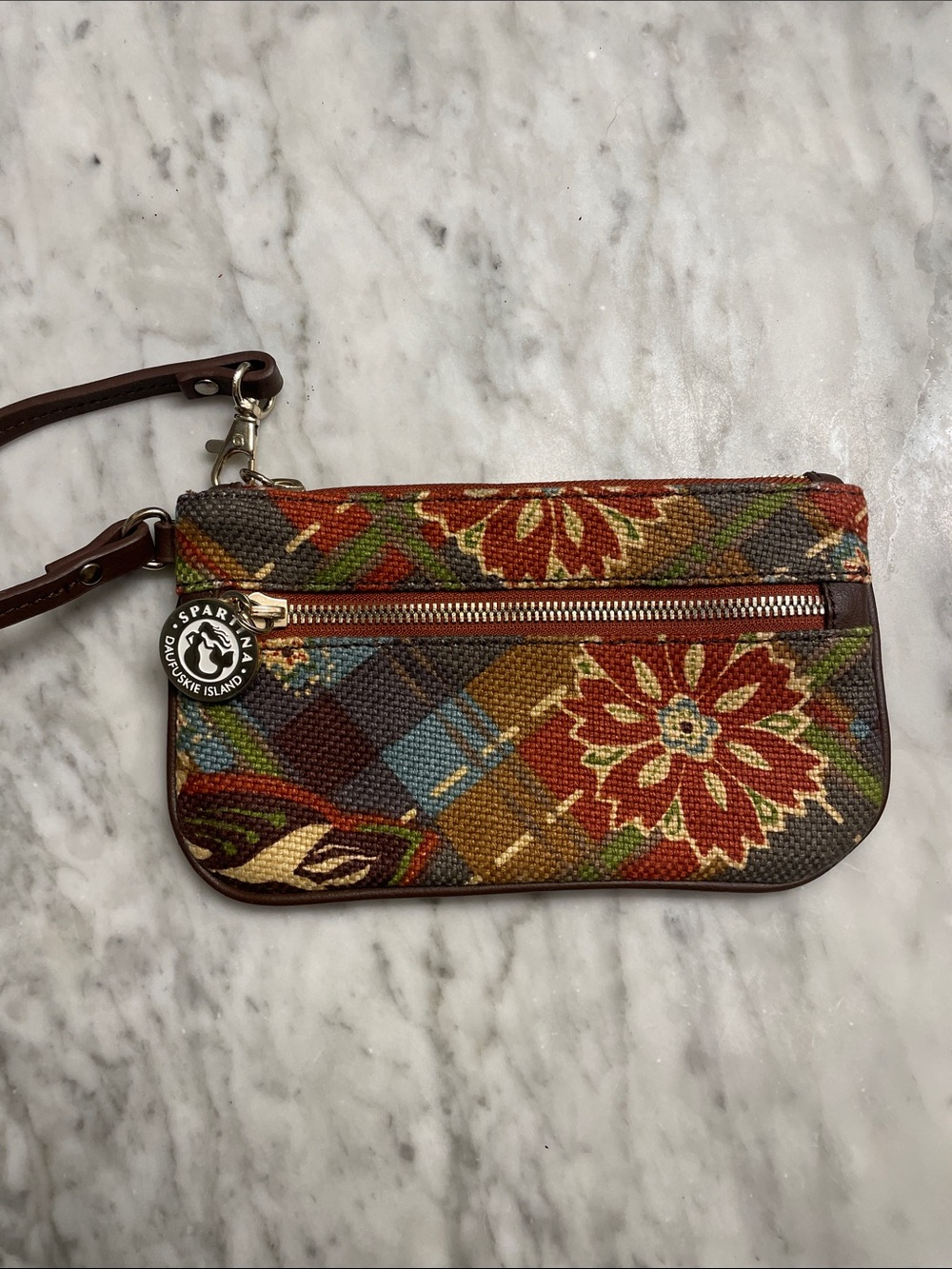 Spartina 449 Floral Patchwork Wristlet - Red, Brown, Green, Blue